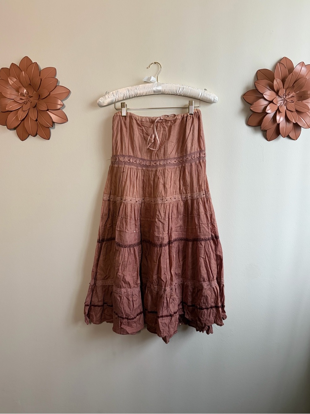 Nolita Fall Fairy Tiered Maxi Skirt in Dusty Rose